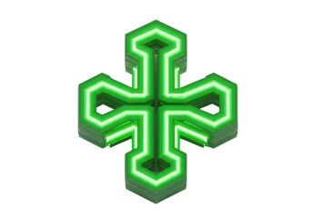Obraz premium Illuminated cross symbol, abstract representation of health and vitality, science concept