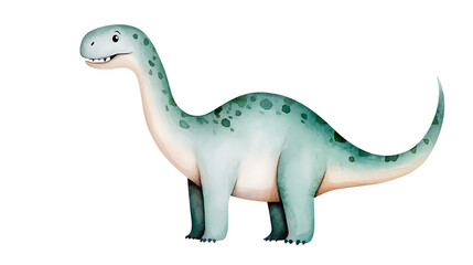 Fototapeta premium Realistic dinosaur isolated clipart. Hand painted watercolor dinosaurs illustration for encyclopedia of ancient animals