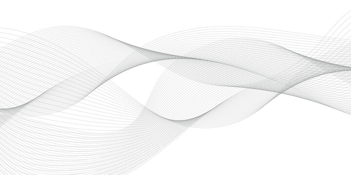 Abstract grey, white smooth element swoosh speed wave modern stream transparent background. Abstract wave line for banner, template, wallpaper background with wave design. Vector illustration	
