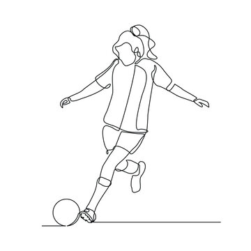 soccer player kicking ball single line clip art preview
