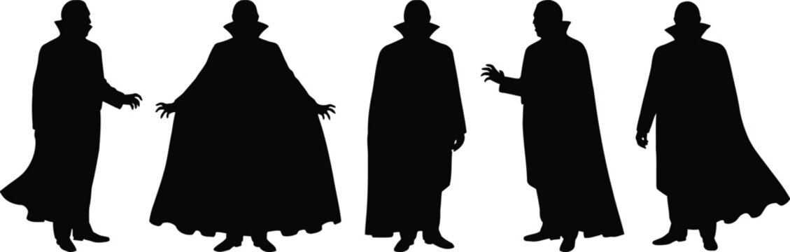 Count Dracula Silhouette Collection: Five Classic Vampire Vector Illustrations