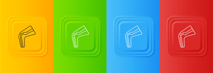 White Bone pain icon isolated on colorful background. Orthopedic medical. Disease of the joints and bones, arthritis. Set icons in square buttons. Vector