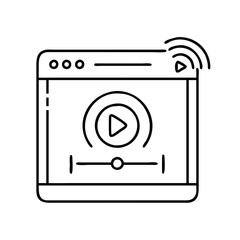 streaming video icon, streaming video line art - simple line art of streaming video, perfect for streaming video logos and icons