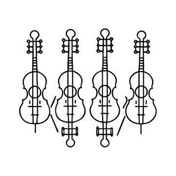 string quartet icon, string quartet line art - simple line art of string quartet, perfect for string quartet logos and icons