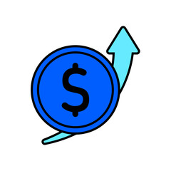 Obraz premium Icon a growth arrow, isolated against a clean background.