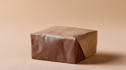 Square of bittersweet chocolate wrapped in eco friendly paper