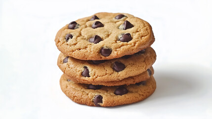 Delicious chocolate chip. Cookie stack, watercolor bakery illustration, hand-painted dessert clipart, pastry art