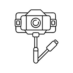 Fototapeta premium travel selfie stick icon, travel selfie stick line art - simple line art of travel selfie stick, perfect for travel selfie stick logos and icons