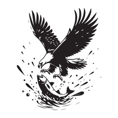 Flying Eagle Silhouette with Angled Wings in Attack Mode