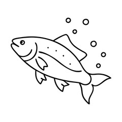 trout fish icon, trout fish line art - simple line art of trout fish, perfect for trout fish logos and icons