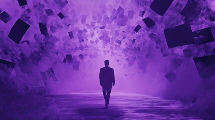The concept of right to be forgotten in violet and charcoal colors