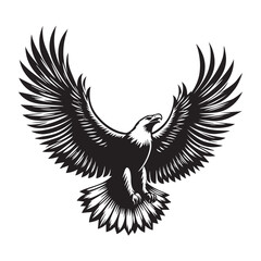 Sharp-Eyed Eagle in Hunting Mode with Spread Wings