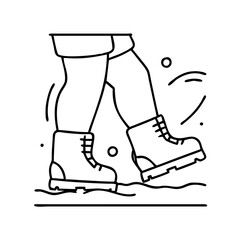 walking in snow boots icon, walking in snow boots line art - simple line art of walking in snow boots, perfect for walking in snow boots logos and icons