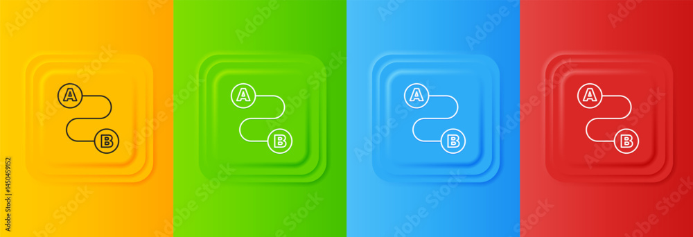 Poster white route location icon isolated on colorful background. map pointer sign. concept of path or road