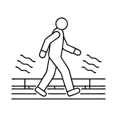 walking on a boardwalk icon, walking on a boardwalk line art - simple line art of walking on a boardwalk, perfect for walking on a boardwalk logos and icons