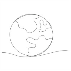 Single line continuous drawing of earth global and concept world earth day outline vector illustration