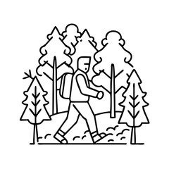 walking through forest icon, walking through forest line art - simple line art of walking through forest, perfect for walking through forest logos and icons