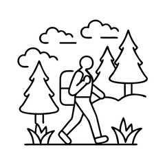 walking through forest icon, walking through forest line art - simple line art of walking through forest, perfect for walking through forest logos and icons