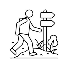 walking trail sign icon, walking trail sign line art - simple line art of walking trail sign, perfect for walking trail sign logos and icons