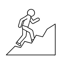walking uphill icon, walking uphill line art - simple line art of walking uphill, perfect for walking uphill logos and icons