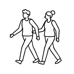 walking with a friend icon, walking with a friend line art - simple line art of walking with a friend, perfect for walking with a friend logos and icons
