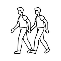 walking with a friend icon, walking with a friend line art - simple line art of walking with a friend, perfect for walking with a friend logos and icons