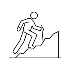 walking uphill icon, walking uphill line art - simple line art of walking uphill, perfect for walking uphill logos and icons