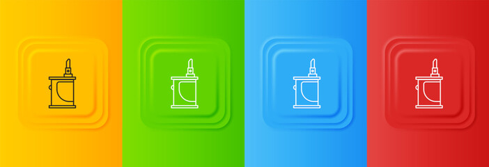 White Electronic cigarette icon isolated on colorful background. Vape smoking tool. Vaporizer Device. Set icons in square buttons. Vector