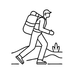 walking with backpack icon, walking with backpack line art - simple line art of walking with backpack, perfect for walking with backpack logos and icons