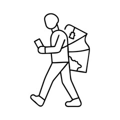 walking with map in hand icon, walking with map in hand line art - simple line art of walking with map in hand, perfect for walking with map in hand logos and icons