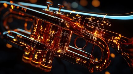 Fototapeta premium Golden trumpet with glowing inner details