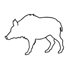 wild boar silhouette icon, wild boar silhouette line art - simple line art of wild boar silhouette, perfect for wild boar silhouette logos and icons