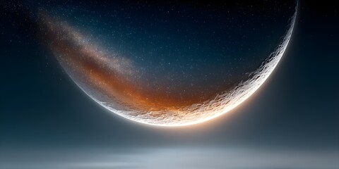 Celestial crescent moon with starry backdrop