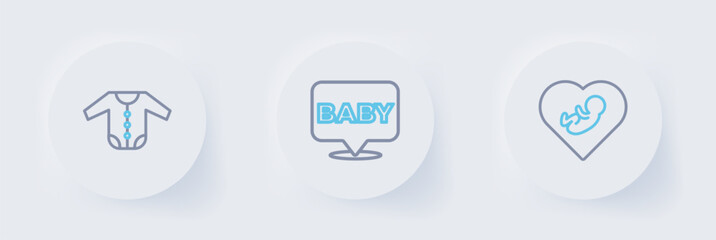 Set line Baby inside heart, and clothes icon. Vector