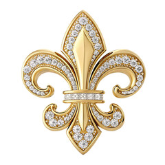 Golden Fleur-de-lis with Diamonds: A radiant and luxurious fleur-de-lis emblem, crafted from gleaming gold and adorned with sparkling diamonds, symbolizing elegance and sophistication.