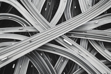 Aerial View of Complex Freeway Interchange