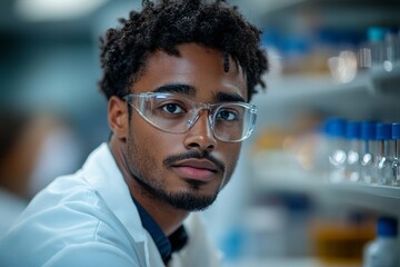 Scientific Research in a Lab Young Scientist Portrait Modern Laboratory Close-Up Innovation