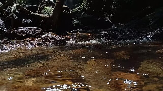 water flowing into the river