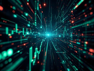 Obraz premium Digital background perfect for tech processes, neural networks, artificial intelligence, data transfer and encryption, digital archives, sound and graphic presentations, science, education, etc 