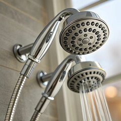 a shower head with a shower head and a shower head
