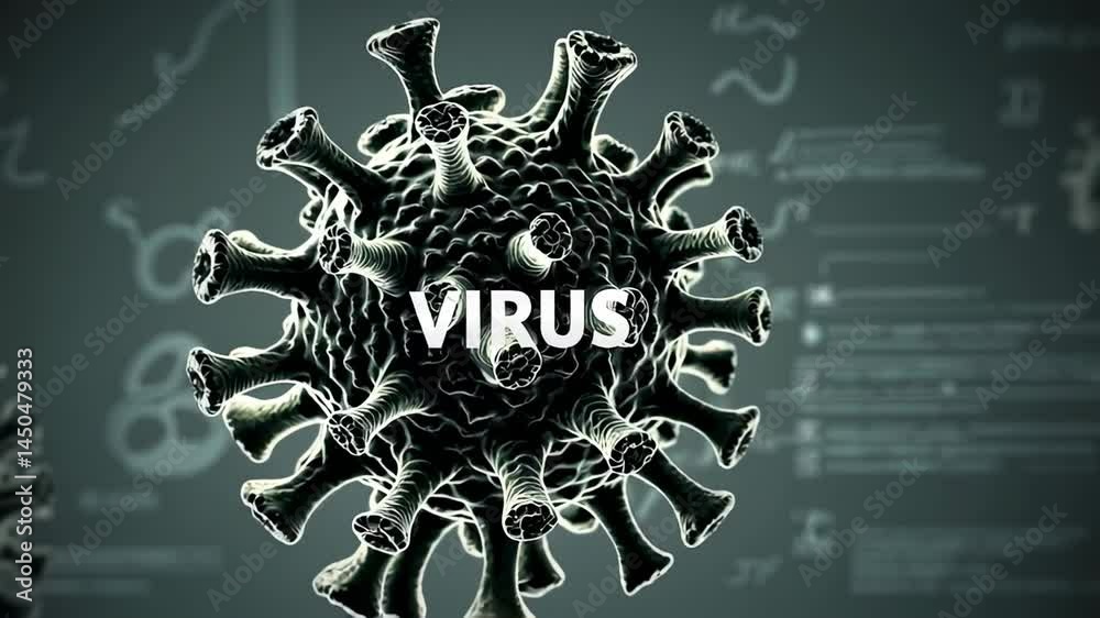 Aufkleber microscopic view of virus cells multiplying rapidly, symbolizing the spread of a pandemic outbreak, 