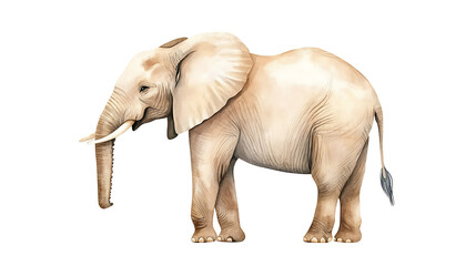 Fototapeta premium Realistic elephant isolated background. Hand-drawn watercolor Wild African animal. Wildlife poster, invitation. Zoo park