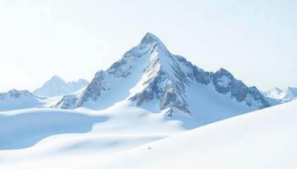 Snow-covered mountain peak, pristine white backdrop, nature, beautiful, winter wonderland