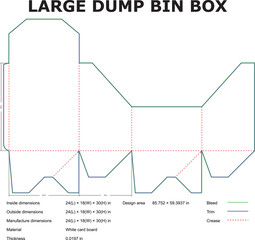 Technical Diagram for Large Dump Bin Box Packaging Template for Retail Display