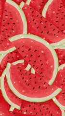 Slices of red watermelon background. Summer wallpeper