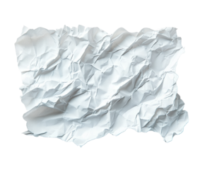 Crumpled white paper texture space abstract minimalist design top view isolated on transparent background