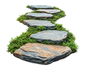 Creating tranquil stone pathways in nature garden landscape serenity isolated on transparent background