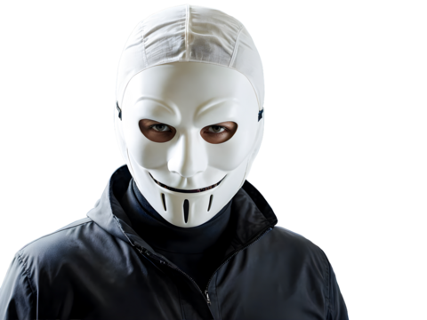 Woman, man, and girl in black masks evoke a sad, skeletal expression of Halloween horror