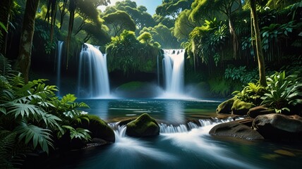 Fototapeta premium Lush Waterfall Paradise