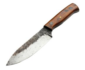 Cutting edge culinary knife kitchen cooking tools isolated on transparent background